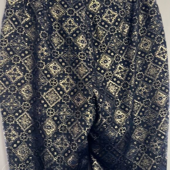 Lafayette 148 Black Gold Metallic Design Trousers Size 4 - Picture 5 of 8